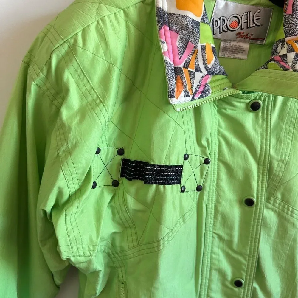 Profile Ski Vintage Green 80s Down Puffer Snow Winter Coat Jacket Medium - Picture 6 of 10